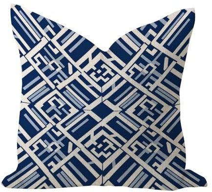 WSDESDEC Weiche Kissenbezüge, 50,8 x 50,8 cm, marineblau, dekorativer Kissenbezug, spanischer Orient, traditionelle Heimdekoration, quadratisch, Leinen, für Hotel, Couch, Büro
