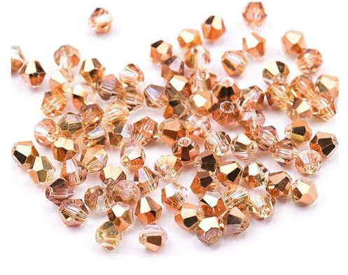 Crystal Bicone Bead 4mm shiny metal color bicone beads glass Beads half plated color Beads crystal jewelry beads for Jewelry Making 120pcs/lot(Half-rose gold color)