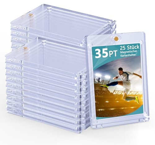 Magnetic Card Holder 35pt Magnetic Trading Card Holder Case 25 Pack Trading Card Display Frame Card Holders Transparent Hard Card Sleeves Savers Protectors for MTG Yugioh Sports Cards