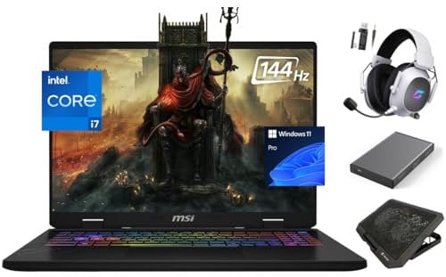 MSI Crosshair 4070 Gaming Laptop, 16 144Hz 2K Display, 16-Core i7-14650HX (Beats i9-13900H), NVIDIA RTX 4070, 16GB DDR5, 1TB SSD, RGB Backlit KB, DLSS 3, Ethernet, Win 11 Pro, w/Portable Drive