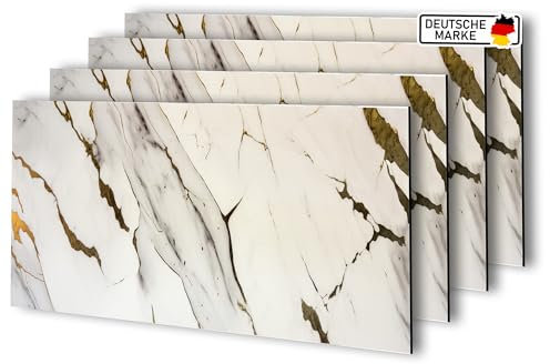 AS Country Stone Wandpaneele in Marmoroptik | 60x120 cm | 4 Stück | PVC Wandverkleidung aus Kunststoffplatten für Küche, Bad & mehr | Küchenrückwand Platte Wandpaneel | Luxe