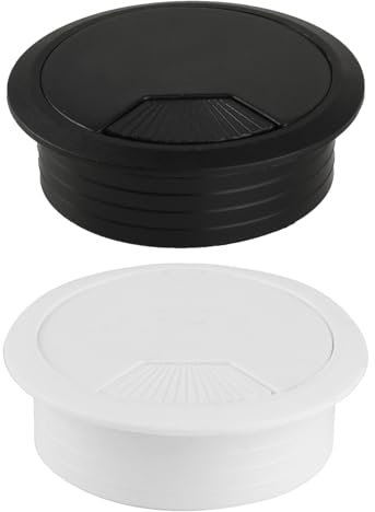 2 Pcs Pasacables Escritorio 60mm, Passa Cabos Blanco y Negro, Tapa Pasacables de Escritorio Encastrable, Pasa Cables Tapa de Orificio Redondo para Mesa de Computadora Hogar y Oficina