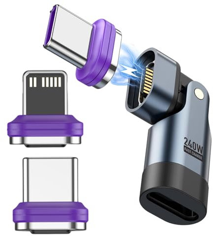 240W USB C Magnetic Adapter 2Pcs 16Pin Type C 180 Degree USB-C to Type C Magnetic Adapter Charge with PD 240W 48V/5A for Iphone/Samsung/Laptop/Tablet