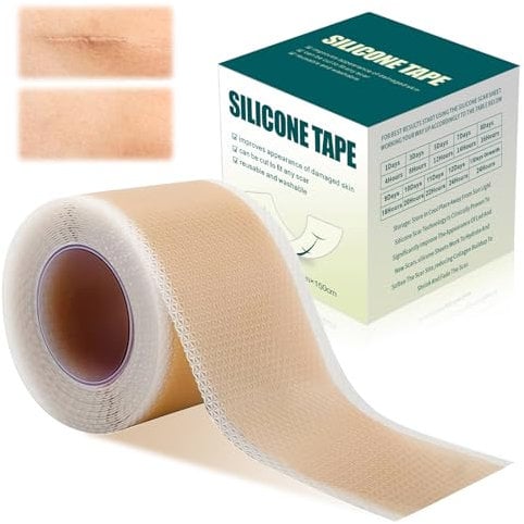 Pansement Silicone Cicatrice, Silicone scar sheets, Patch en silicone réutilisable, Pansement Cicatrice pour tous les types de peau, Réduit l'apparence des cicatrices (4cm x 150m)