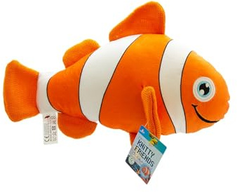Knitty Friends Plüschtiere, Kuscheltiere aus recycelten Materialien, Grau, Ozean-Kollektion, 30cm (Claundius der Clownfisch)
