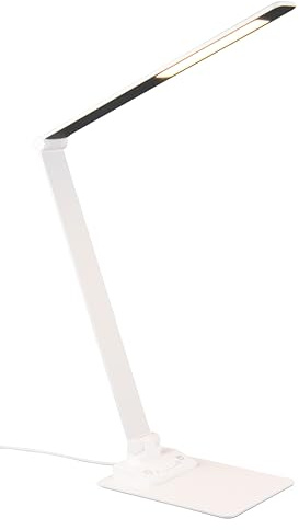Trio Leuchten LED Schreibtischleuchte Travis 545310131, Metall Weiß matt, inkl. 6.5 Watt LED, Dimmer, Lichtfarbe einstellbar, USB & USB-C Anschluss mit Ladefunktion