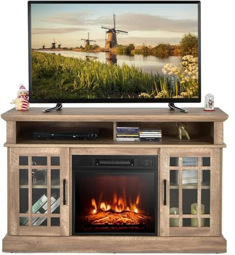 Cenz-888 Meuble TV avec cheminée Meuble TV for cheminée électrique for téléviseurs Cheminée Meuble TV for cheminée à Distance Cheminée électrique(Natural)