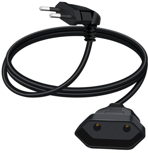 YINGAYOU 90 Grad Eurostecker Verlängerung 2,5 A 250 V Euro Verlängerungskabel Kurz Verlängerungskabel Eurostecker, für Haushaltsgeräte Computer TV Monitor Beamer Lampe (Schwarz, 1.5 m)