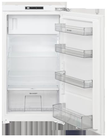 SHARP SJ-LD140E0XD-EU Einbaukühlschrank mit Gefrierfach, 139 L, Energieeffizienzklasse D, 103 cm Nische, 33 dB, Gemüsefach mit Feuchtigkeitsregler, Festtür, H 102 x B 54 cm
