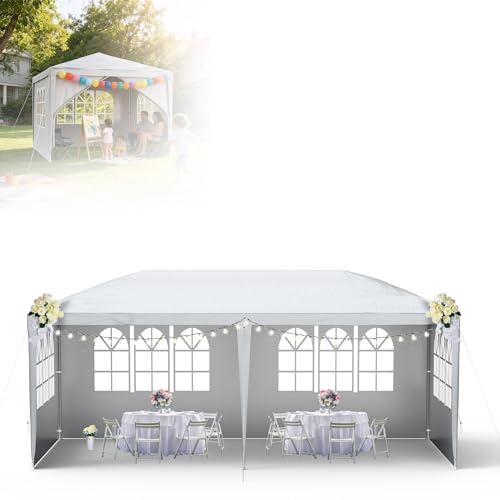 YZNAHRE Gartenpavillon 3 × 6 m, Partyzelt mit Stahlgestell, Grau | Wasserfestes Polyesterdach mit abnehmbaren Seitenwänden, Stabiler Metallrahmen, geeignet für Garten, Terrasse und Camping