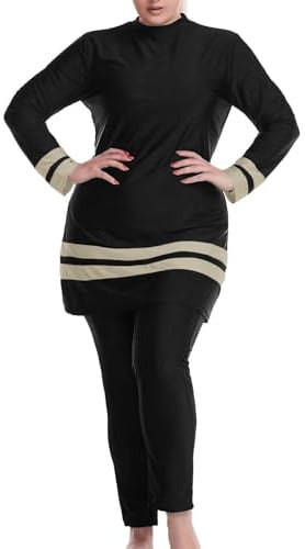 Generisch Burkini Maillot de bain musulman pour femme Modest Hijab 3 pièces à manches longues islamique tout le corps Opaque déperlant A7