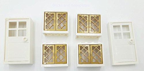 Bricks and Baseplates LEGO® WINDOWS AND DOORS SET -16 Piece Set in GOLD AND WHITE # FREE UK TRACKED POSTAGE # Taken from Sets Supplied in Clear Sealed Packaging