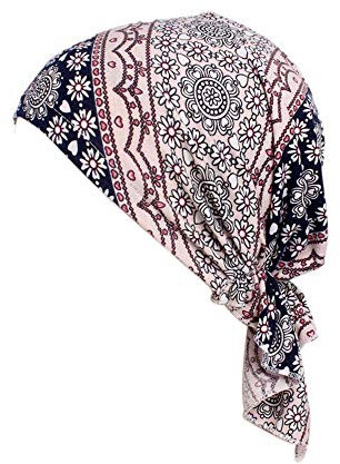 Locisne Women's Printed Head Scarf, Turban, Headwear, Chemo Beanie Scarf, Headwear for Cancer, Chemo, Hair Loss (Zerkleinertes Rosa)
