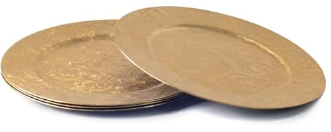 Set di 4 sottopiatti, in oro oro in rilievo disegno floreale 33 cm sotto la piastra