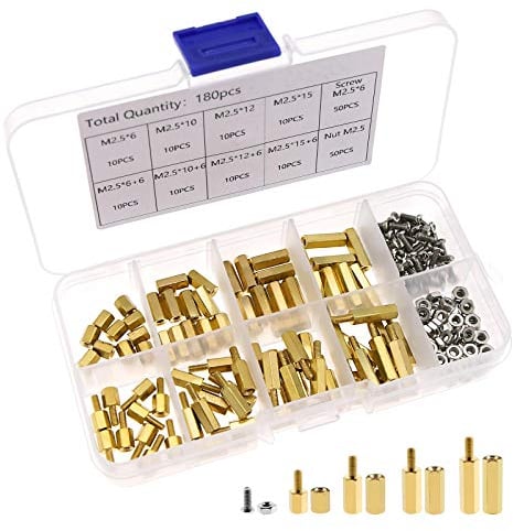 OTOTEC 180pcs M2.5 Male Female Brass Standoff Spacer Hex Screws Nut for PCB Motherboard Circuit Boards Computer Cases