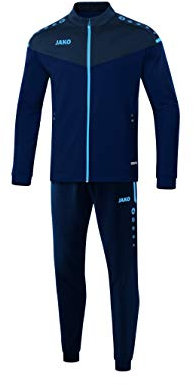JAKO Kinder Trainingsanzug Polyester Champ 2.0, Marine/Darkblue/Skyblue, 116