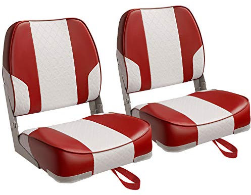 Leader Accessories 1 Paar faltbare Bootsitze mit niedriger Rückenlehne (2 Sitze) (C-Weiß/Rot)