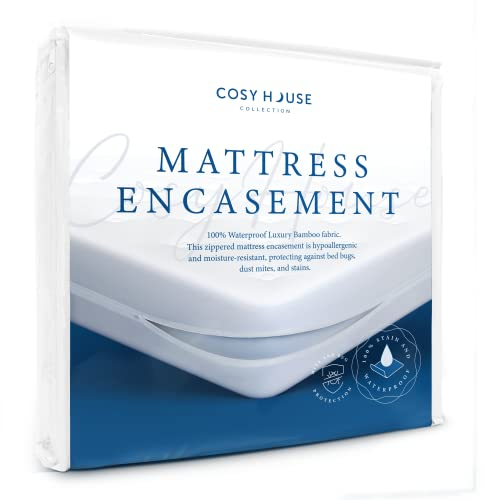 Cosy House Collection Luxuriöser wasserdichter Bambus-Matratzenschoner mit Reißverschluss, hochwertiger Fleckschutz, geräuschloser Bezug bleibt kühl, passend für bis zu 45.7 cm, Kingsize-Bett
