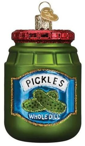Old World Christmas Jar of Pickles Glass Blown Ornament for Christmas Tree, Handcrafted Holiday Decoration, Food Collection