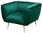 Riess Ambiente Retro Sessel Noblesse - 105cm - smaragdgrün Gold - Samt Metallfüße - Federkern Ziersteppung Lesesessel Loungesessel