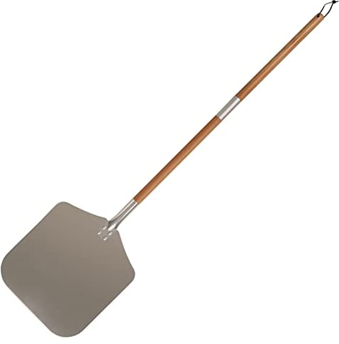 Kitchenella Pala de pizza de mango largo de aluminio antiadherente de 12 x 13 pulgadas con mango extraíble de 80 cm de largo para un fácil almacenamiento, uso con hornos de pizza de madera o gas