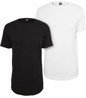 Urban Classics Herren T-Shirts Pre-Pack Shaped Long Tee 2-Pack Black+White S