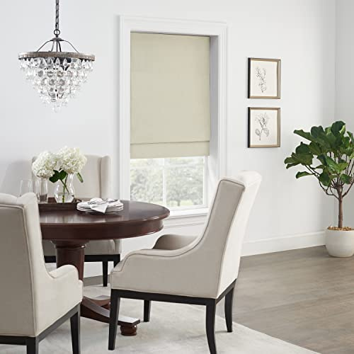 Eclipse Faux Silk Total Privacy Blackout Cordless Lined Window Roman Shade for Living Room, 33 in x 64 in, Gold