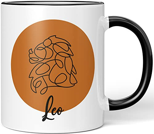JUNIWORDS Tasse, Leo Lineart, Wähle Farbe, Schwarz