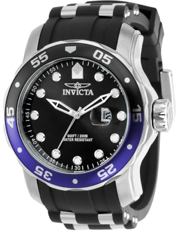 Invicta Herren Analog Quarz Armbanduhr mit Silikonarmband 39106, Schwarz, Quarzuhr, Taucher