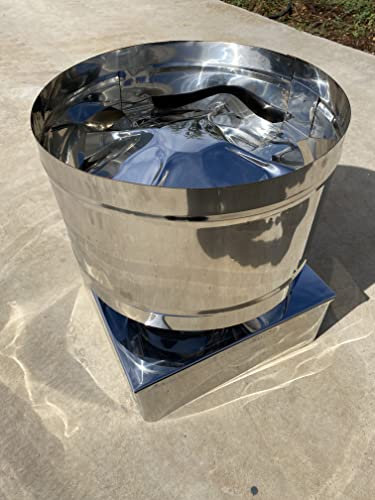 Fumaiolo, comignolo, antivento a botte base quadra Inox (32x32cm)