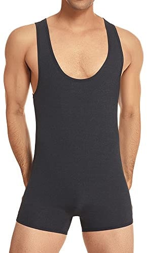 SPNSSTCR Men Bodysuits Slip Fitness Shapewear Underwear Athletic Supporters Wrestling Singlet Leotard