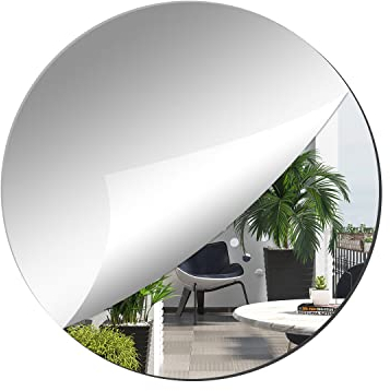 TAIANJI Round Self Adhesive Acrylic Mirror, Large Non Glass Tiles Plate Mirror 30cm for Walls Bathroom Stick on Decorative Mirror