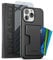 ENCASED Shockproof Wallet Case Designed for iPhone 14 Pro Max with Card Holder and Screen Protector (4 Credit Cards/IDs) - Black