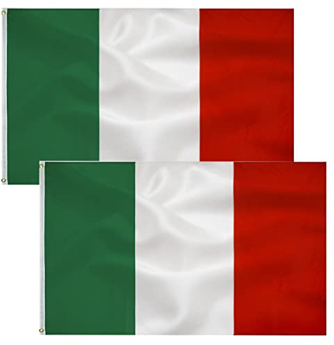 2PCS Bandiera italiana grande para Exterior 90x150cm ,Bandera italiana balcón Reforzada y con 2 Ojales metálicos Italian flag