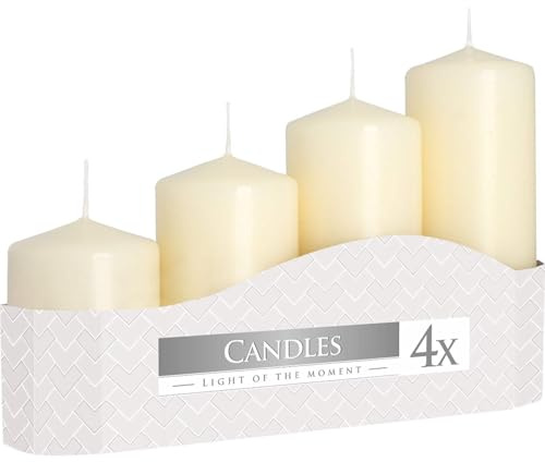 3 x Set mit 4 Pillar Candles 50 mm (11/16/22/33H) - Elfenbein