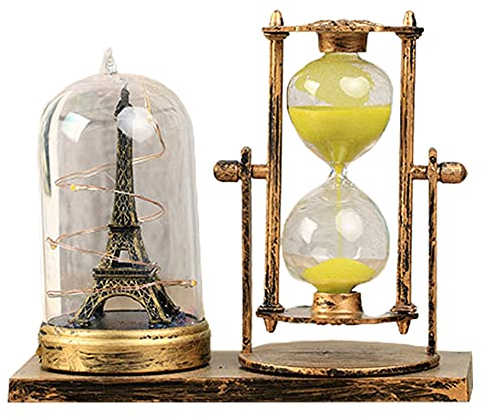 Porte-stylos vintage en métal avec sablier, porte-stylo de bureau, accessoires de bureau vintage, sablier de bureau innovant, cadeau pour la maison, l'école, le bureau (doré, taille M)