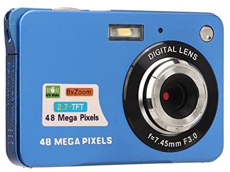 Appareil Photo Numérique 4K, Caméra de Vlogging 48MP avec écran LCD 2,7 Pouces, Zoom Numérique 8X, Caméra Vidéo Enregistreur Compacte, Mini Caméra Portable pour Enfants, Débutants (Bleu)