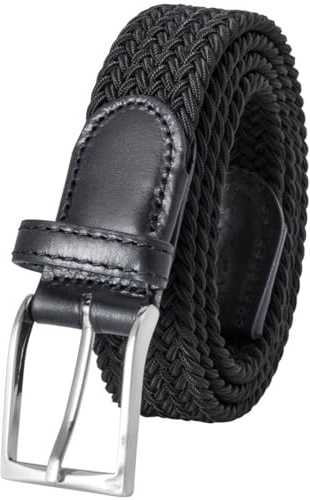 LINDENMANN Textil-Flechtgürtel Herren 35 mm schwarz, Farbe/Color:schwarz, Size US/EU:Bundweite 130 cm Gesamtlänge 145 cm W 51 XXXL