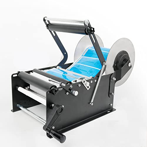Runder Flaschenetikettierer, breitere manuelle Etikettiermaschine, 10–160 mm Applikator-Flaschenetikettierer, 15–30 Flaschen/min, verstellbarer Etikettenspender, für Glas-Kunststoff-Metallflaschen