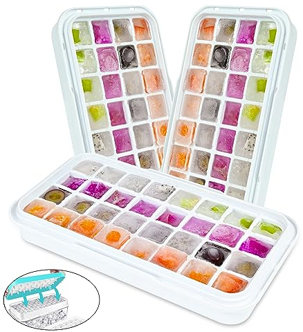 Ice Cube Trays 3 Pack, Silicone Ice Cube Trays for Freezer, Easy-Release Silicone 32 Ice Cube Trays, LFGB Certified and BPA Free, Reusable IceCubes for Freezer