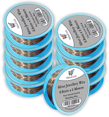 0.8mm Silver Jewellery Wire Tarnish Proof Brass Bendable Metal Wire for Jewellery Making Sculpting Modelling Crafts Wire Weaving & Wrapping (0.8mm - Silver - 20 Gauge - 10 Spools - 60 Meters)