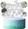 Tortendeko 70. Geburtstag Happy Birthday Kuchendeko Silber Schwarz für Frauen Männer - Glitter Cake Topper