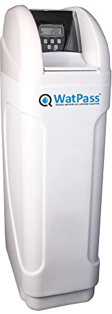 WatPass® Kalk 3200 | Wasserenthärter| Kabinettgehäuse für Salzvorrat| Clack Ventil Mengensteuerung | Entkalkungsanlage für Haushalte bis 3 Personen