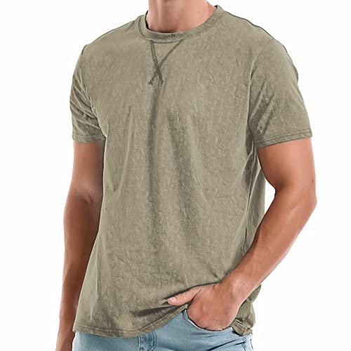 RONOMO Men's Short Sleeved T-Shirt | V-Neck | Medium Stretch | Soft and Breathable | Anti Shrink Treatment（CSX Army Green XL）
