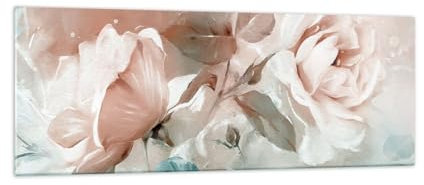 Panorama Bilder auf Glas Blumen Romantisch Rosen Glasbild 140x50cm Wandbilder Dekoration Wohnzimmer Schlafzimmer Küche Groß XXL Wanddeko Bild im Glas Wand Kunstdruck Art Modern GAB140x50-5505
