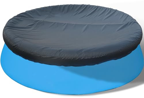SAFANA 12ft Inflatable Pool Covers for Above Ground Pools [ Cover Diameter: 10.73ft ] Round Pool Cover for Inflatable Easy Set Pool [ Top Ring < 10.73ft ] with Elastic Band, Swimming Pool Windproof