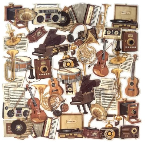 Doraking 40 Stück Musikinstrumenten-Aufkleber, ästhetische Aufkleber für Musikzimmer, Keller, Teenager, Dekorationen, Klaviergitarre, Aufkleber für Wasserflaschen, Laptop, Gepäck, Computer,