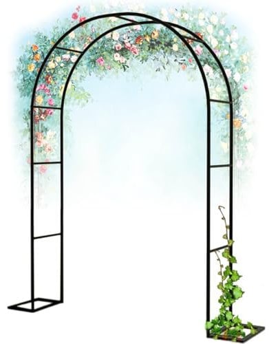 Metal Garden Arch Heavy Duty Rose Arches Arbor Trellis For Climbing Plants Wide 120cm 140cm 160cm 180cm 200cm 240cm 280cm 350cm Rose Arch Decoration Wedding Archway, Weather-Resistant ( Color : Black