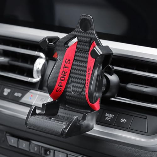 LUCKKY Racing Seat With Safety Belt, Car Phone Holder, 2024 New Air Vent Mount, 360° Rotation Universal Cradle for Cars (Red)