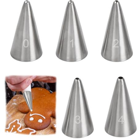 5 Pezzi Bocchette Decorative per Pasticceria, Set di Beccucci per Sac a Poche Professionali per Fiori, Bocchetta in Acciaio Inox per Torte, Ugelli di Tubazioni per Cupcakes Glassa Scrivere